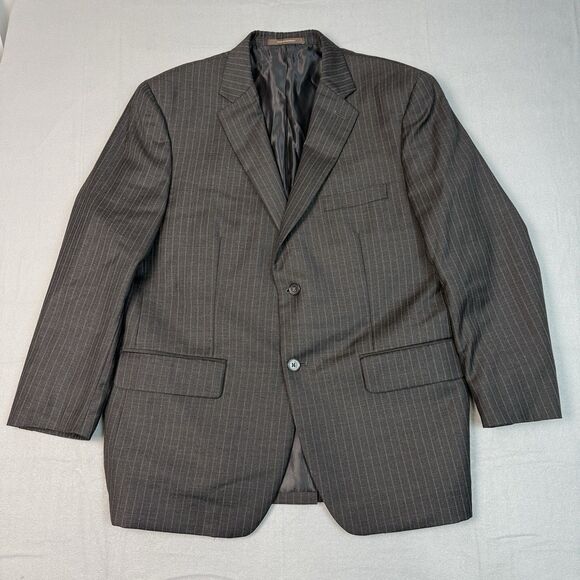 Tasso Elba Mens Black Striped Sport Coat Suit Jacket Blazer Size S42 - 90% Wool - Picture 2 of 16